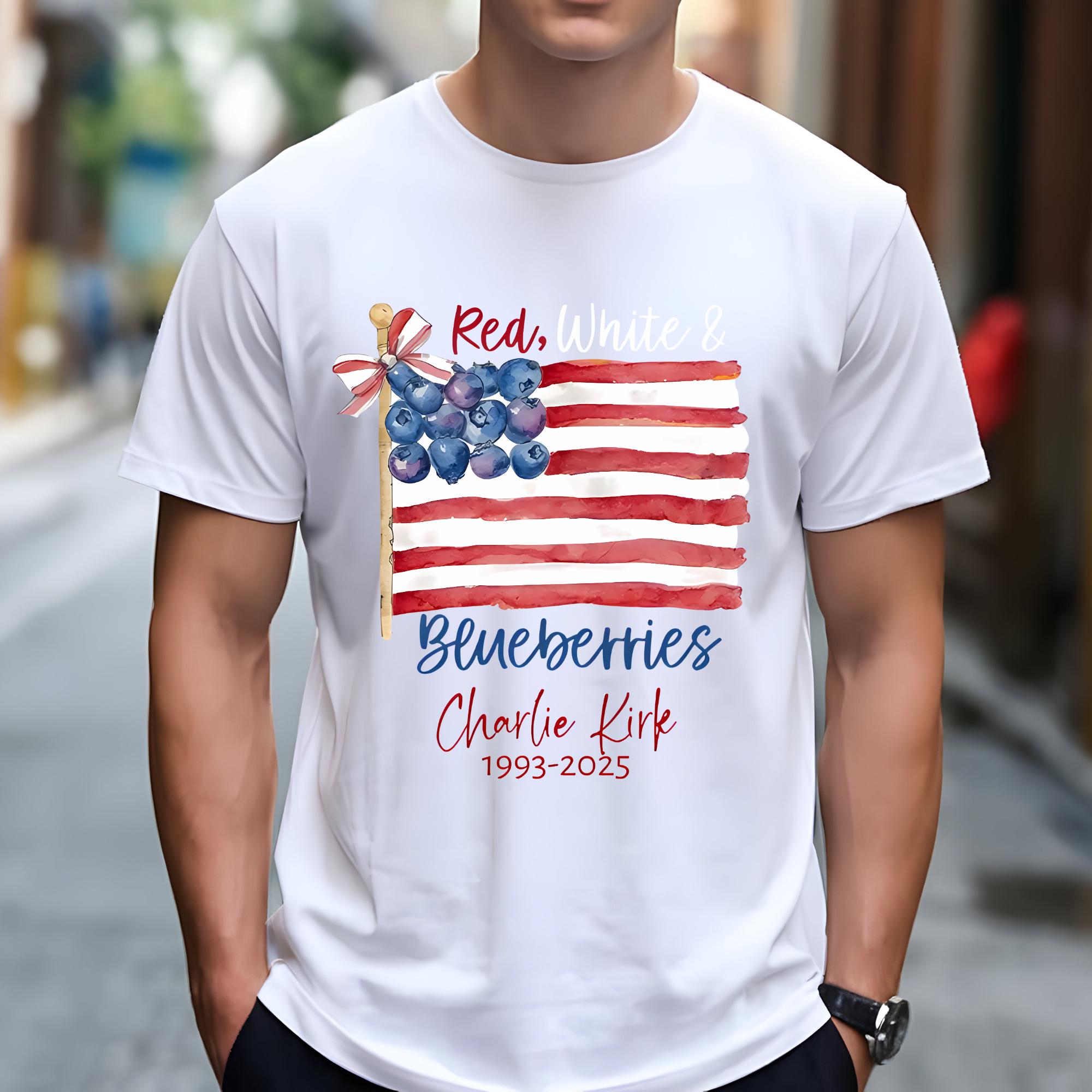 Memorial Charlie Kirk,Red White And Blueberries Coquette Flag T-shirt