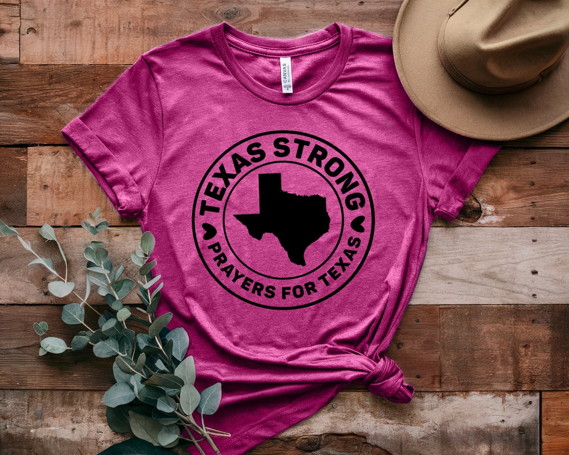 Texas Strong Pray Heat Printed T-Shirt