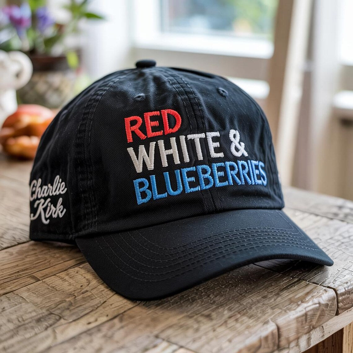 Embroidered Red White & Blueberries Charlie Kirk 1993-2025 Memorial Freedom Cap