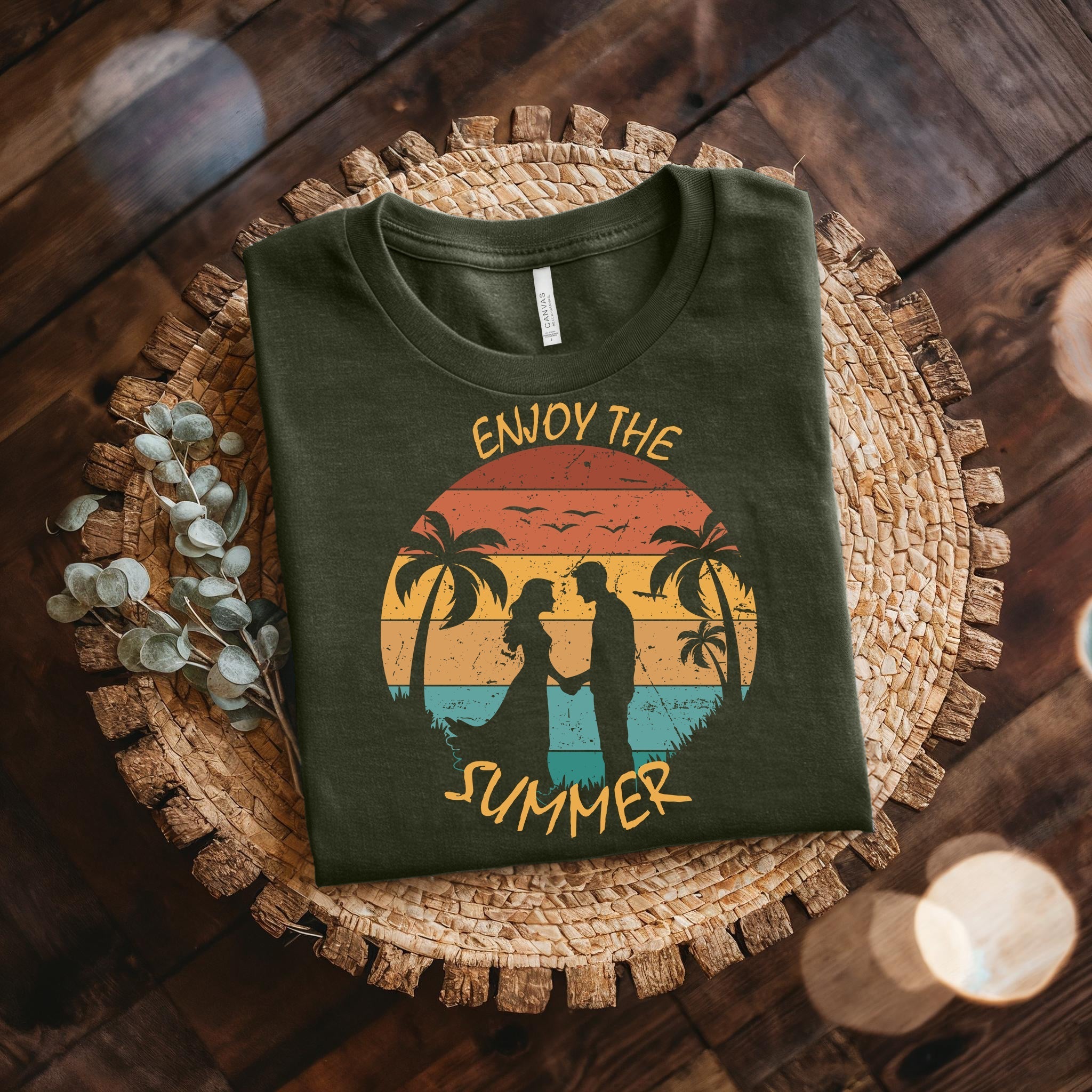 Couple On Vacation Unisex Cotton Comfortable Breathable Short Sleeve