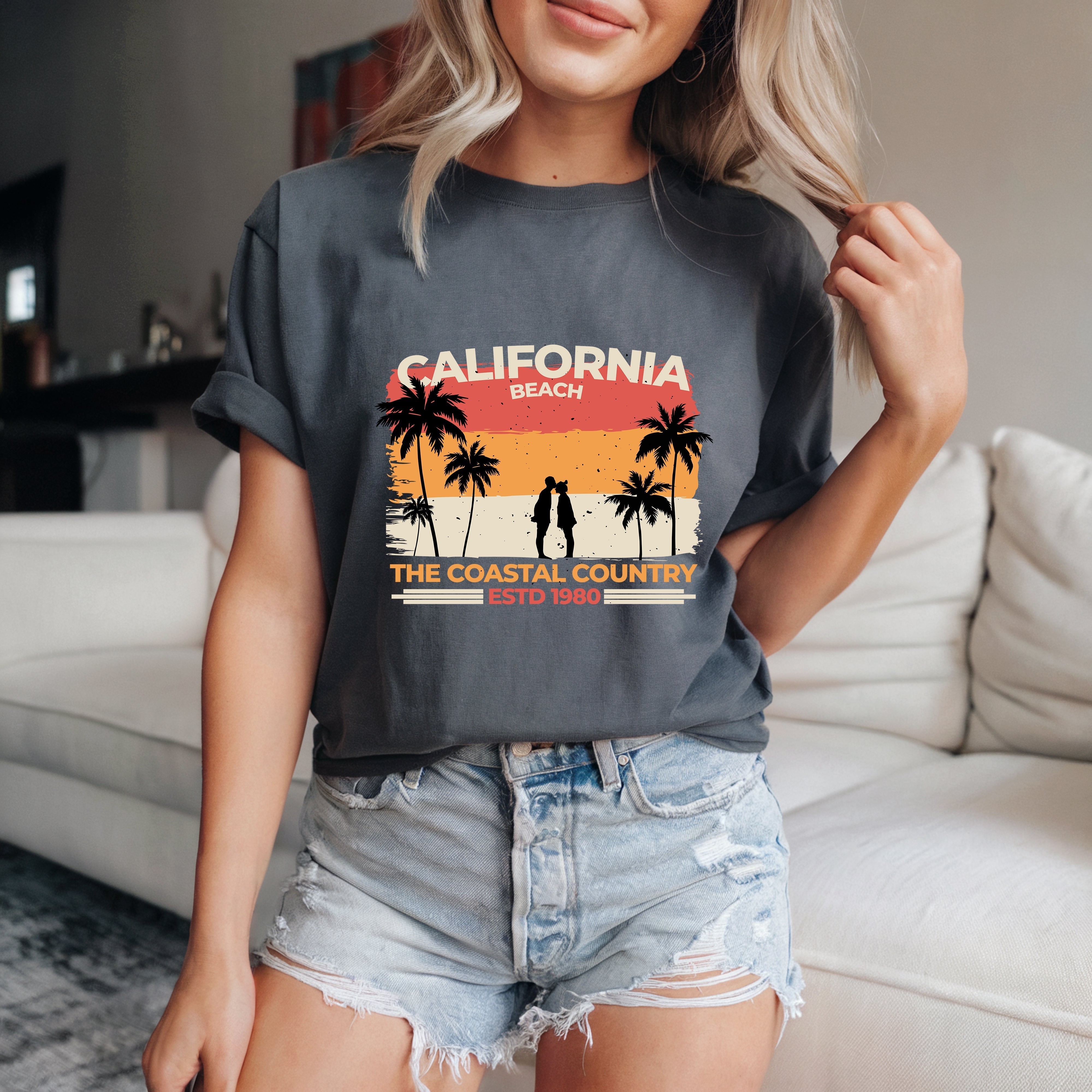 Couple On Vacation Ladies Summer Slim Short Sleeves