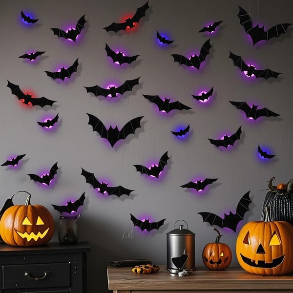 🎁🔥 3D Bat Light Design LED Decorations （contains three sizes: large, medium and small）